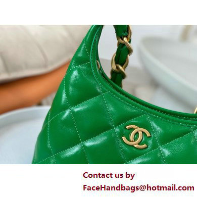 Chanel Shiny Lambskin  &  Gold-Tone Metal Small Hobo Bag Green AS4922 2025